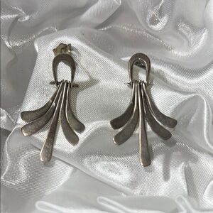 Vintage art deco Chandelier Graduated Fan-Shaped Dangle Earrings pierced ears